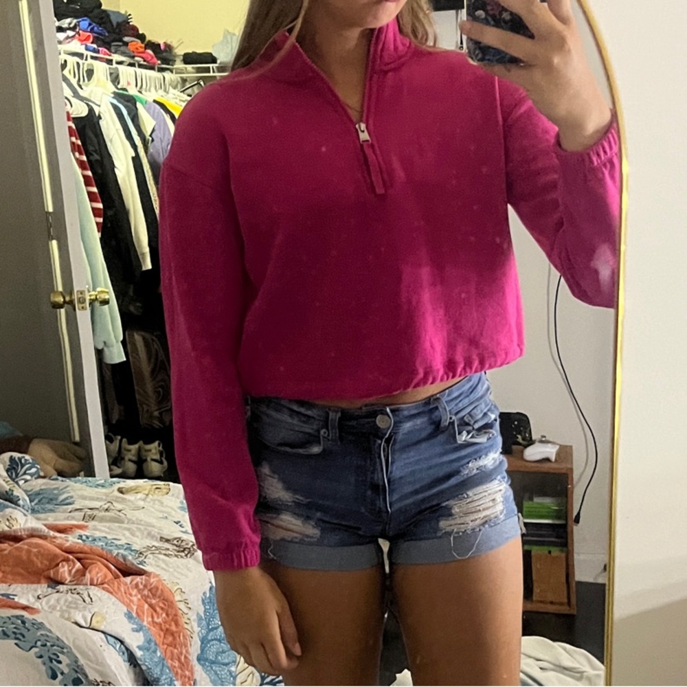 Calvin Klein Fuchsia Quarter-Zip Sweatshirt